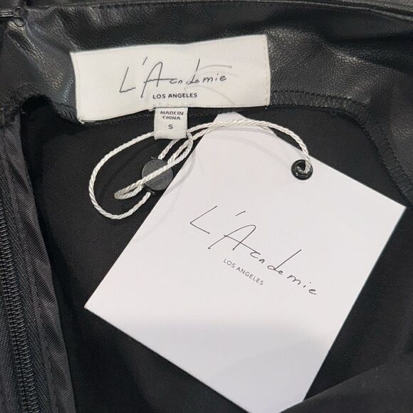 NWT L’Academie Colleen Faux Leather Midi Dress in Black Revolve Small - Picture 13 of 16